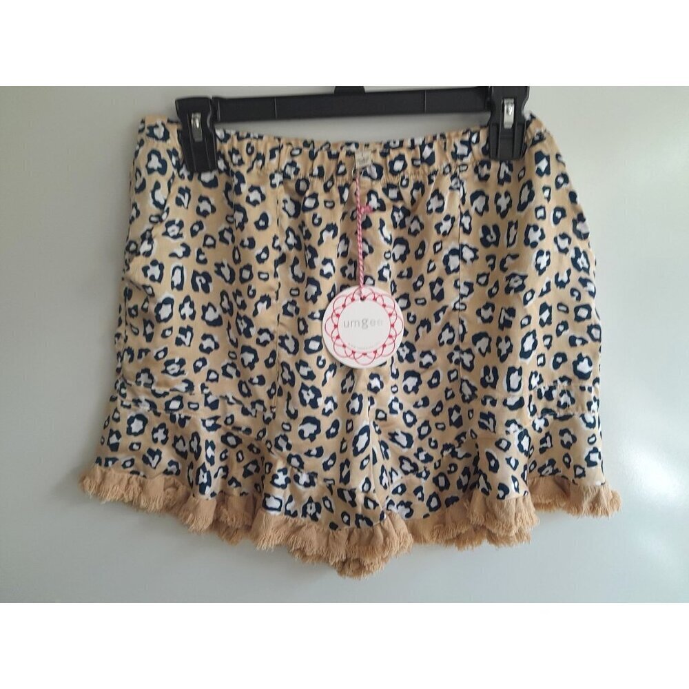 New Umgee Satin Leopard Print Bratz Mob Wife Fringe Shorts Pockets Size L